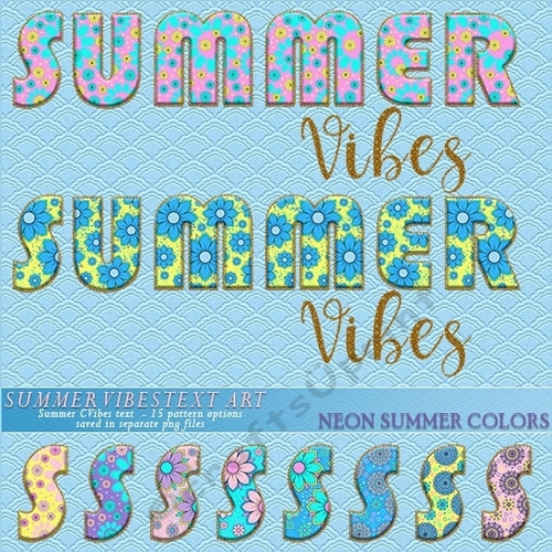 Summer Vibes Text Art - Mint Colors