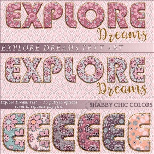 Explore Dreams Text Art - Shabby Chic Colors