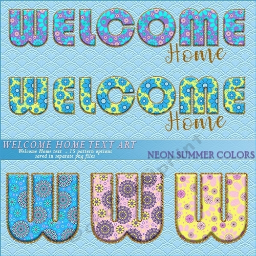Welcome Home Text Art - Nautical Colors
