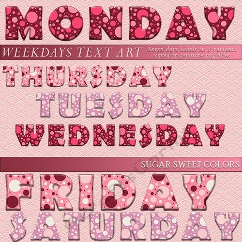 Weekdays Text Art - Sugar Sweet Colors