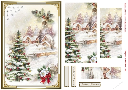 Christmas Village Scene Pyramid Topper