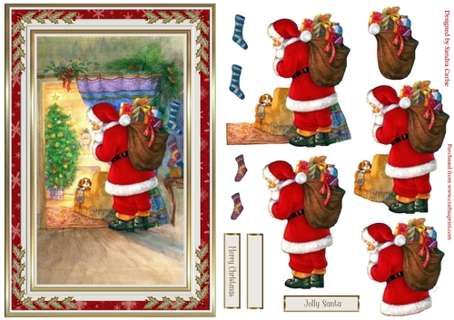 Christmas Jolly Santa Decoupage Topper 1