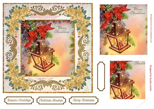 Christmas Blessings Vintage Topper Gold Poinsettia