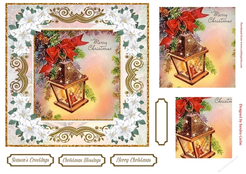 Christmas Blessings Vintage Topper White Poinsettia
