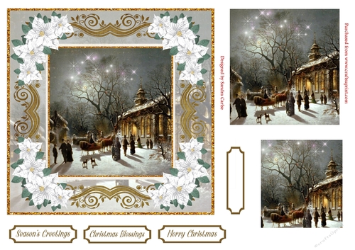 Christmas Night Vintage Topper White Poinsettia