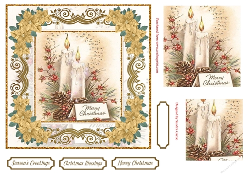 Christmas by Candle Light Topper Gold Poinsettia