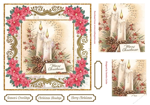Christmas by Candle Light Topper Red Poinsettia