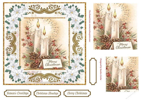 Christmas by Candle Light Topper White Poinsettia