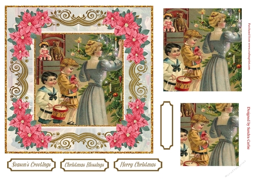 Seasons Greetings Pyramid Topper Red Poinsettia