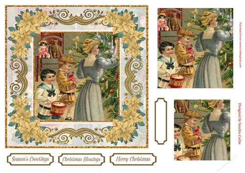 Seasons Greetings Pyramid Topper Gold Poinsettia