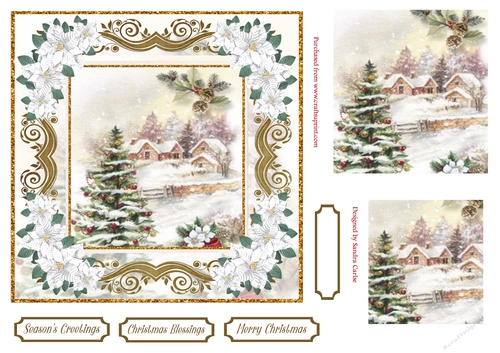 Snowy Rooftops Pyramid Topper White Poinsettia