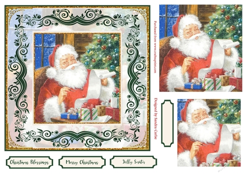 Christmas Jolly Santa 7x7ins Pyramid Topper