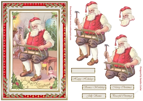 Christmas Santas Workshop Pyramid Topper 