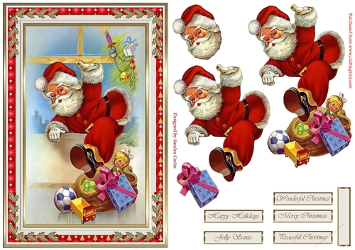 Christmas Santa has Arrived Decoupage Topper 