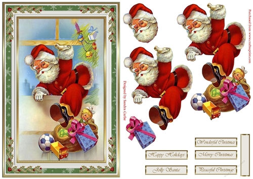 Christmas Santa has Arrived Decoupage Topper 