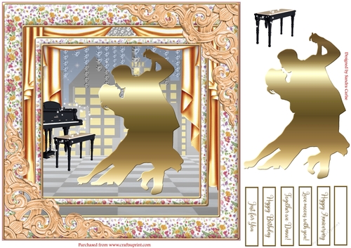 Together We Dance Decoupage Topper Gold