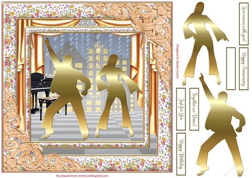 Together We Dance Decoupage Topper Gold 3