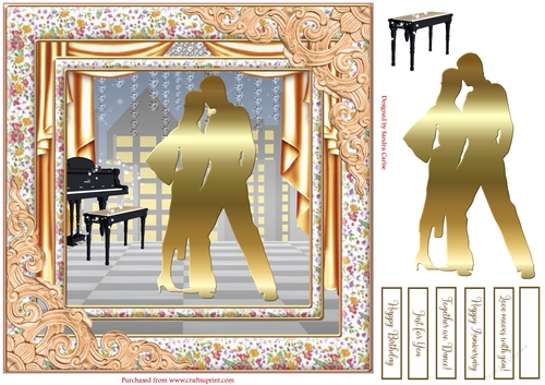 Together We Dance Decoupage Topper Gold 4