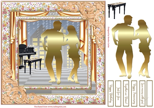 Together We Dance Decoupage Topper Gold 5