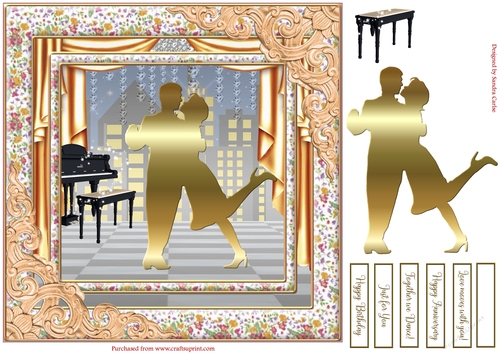 Together We Dance Decoupage Topper Gold 6
