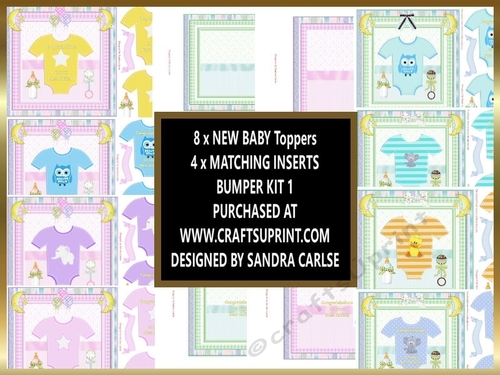 New Baby 8 x 7x7ins Toppers & 4 x matching Inserts kit 1