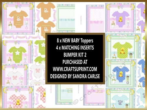 New Baby 8 x 7x7ins Toppers & 4 x matching Inserts kit 2