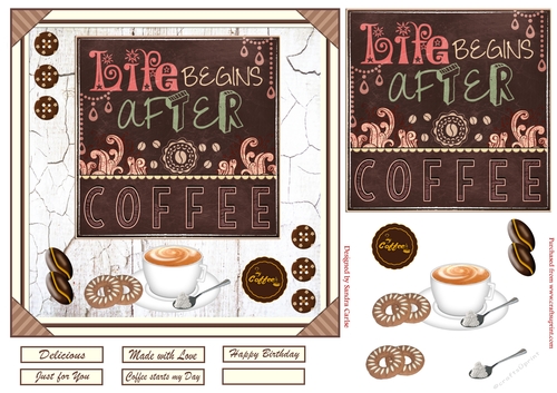 Life Begins After Coffee Decoupage Topper
