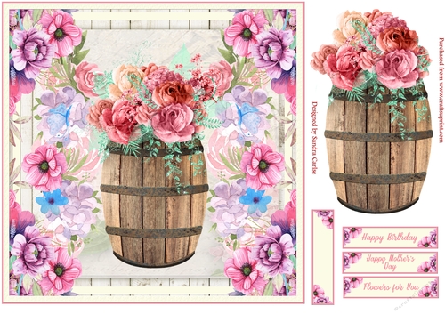 Flowers for You Birthday Decoupage Topper 1