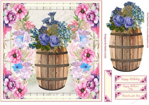 Flowers for You Birthday Decoupage Topper 2