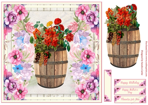Flowers for You Birthday Decoupage Topper 3