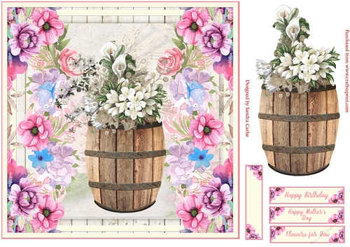Flowers for You Birthday Decoupage Topper 4