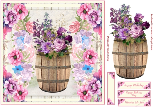 Flowers for You Birthday Decoupage Topper 5