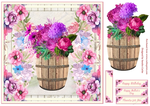 Flowers for You Birthday Decoupage Topper 6