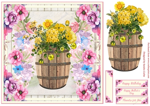 Flowers for You Birthday Decoupage Topper 7