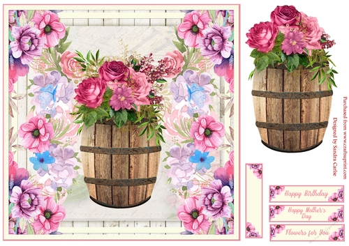 Flowers for You Birthday Decoupage Topper 8