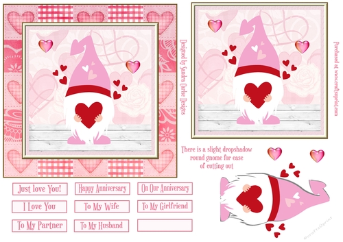 Just Love You 6x6ins Decoupage Romance Topper