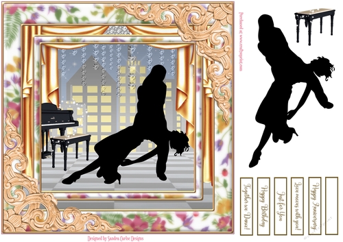 Dancing Birthday 8x8ins Decoupage Topper 3