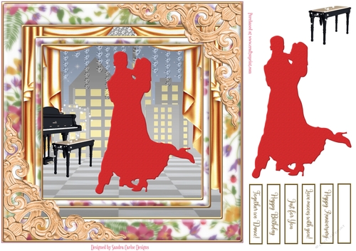 Dancing Birthday 8x8ins Decoupage Topper 4
