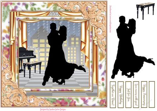 Dancing Birthday 8x8ins Decoupage Topper 5