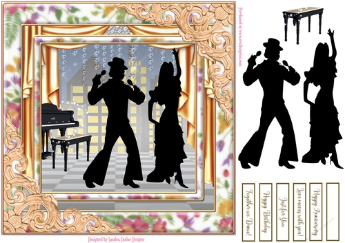 Dancing Birthday Decoupage Topper 12 Black