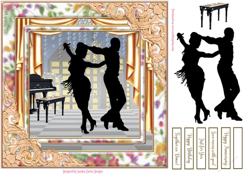 Dancing Birthday Decoupage Topper 14 Black