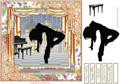 Dancing Birthday Decoupage Topper 8 Black