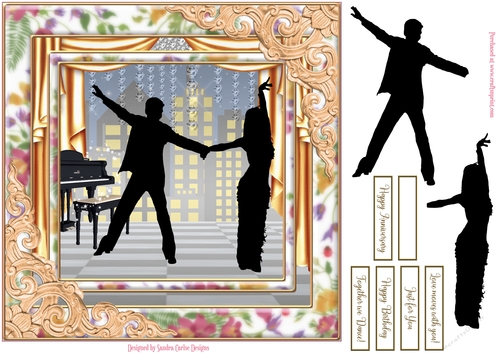 Dancing Birthday Decoupage Topper 16 Black