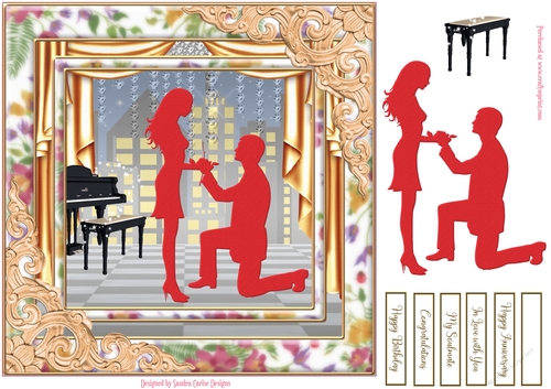 In Love with You Decoupage Topper 3 Red