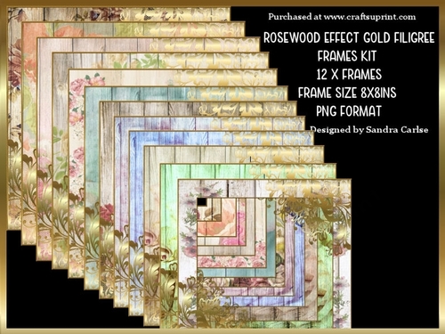 Rosewood Frames Gold Filigree x 12 Kit