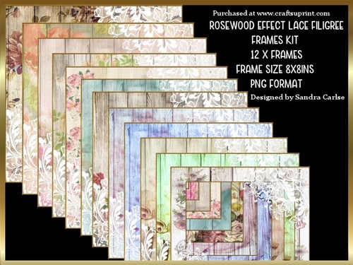 Rosewood Frames Lace Filigree x 12 Kit