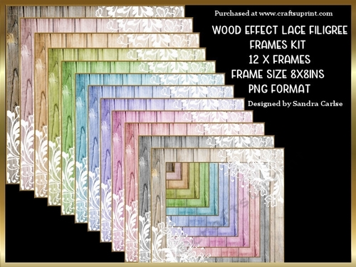 Wood Effect Lace Filigree Frames x 12 Kit