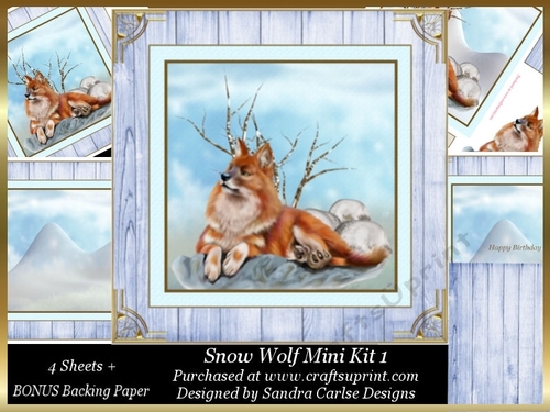 Snow Wolf Decoupage 8x8ins Mini Kit 1