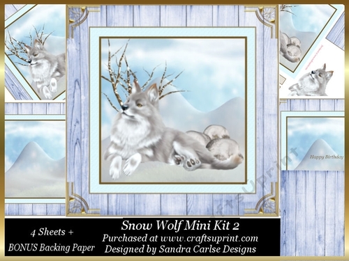 Snow Wolf Decoupage 8x8ins Mini Kit 2