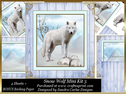 Snow Wolf Decoupage 8x8ins Mini Kit 3